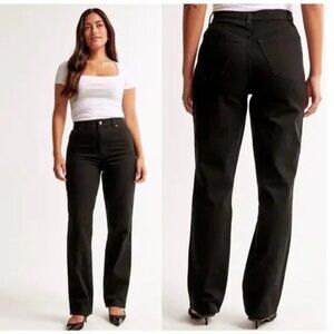 Abercrombie & Fitch Curve Love Ultra High Rise 90’s Straight Black Jeans 28 Long